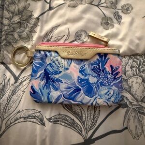 Lilly Pulitzer Blue and Pink Floral Pouch